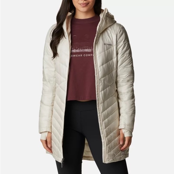 Columbia coat parka jacket light puffer coat removable hood faux fur embellished - Picture 3 of 14